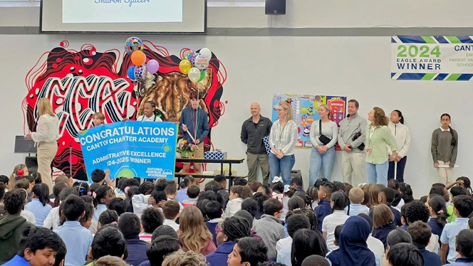 K-8 School in Canton: Canton Charter registrar and office administrator win the Administrative Excellence award.