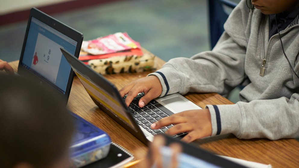 Students working on computers