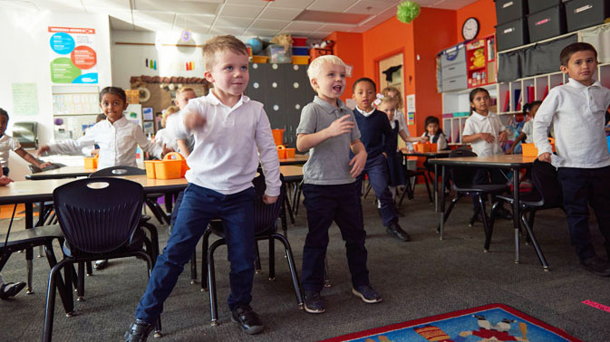 Kids dancing in class